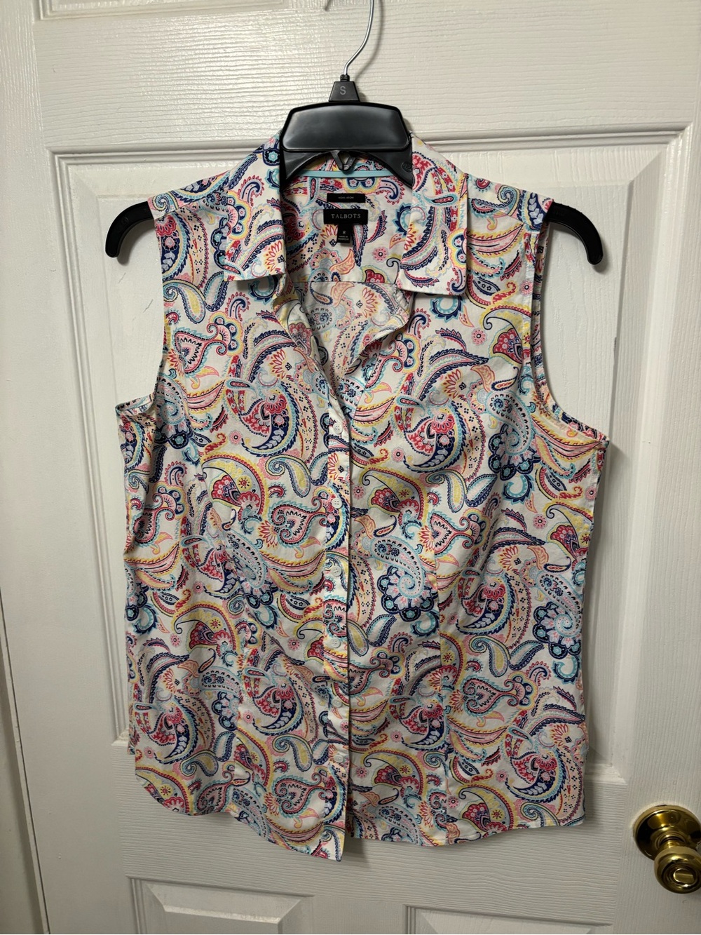 Talbots Sleeveless Paisley Button-Down Shirt in Multicolor